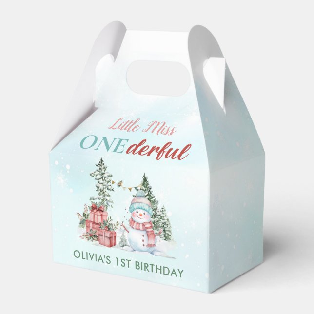 Christmas Snowman First Birthday Favour Box (Front Side)