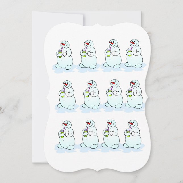 Christmas Snowman Flat Greeting Card (Front)