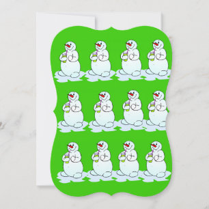 Christmas Snowman Flat Greeting Card