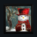 Christmas Snowman Gift Box<br><div class="desc">Christmas Snowman Display your favourite images on a vibrant tile inlaid into the lid of this beautiful jewellery box. Made of lacquered wood, the jewellery box comes in Golden Oak, Ebony Black, Emerald Green, and Red Mahogany. Soft felt protects your jewellery and collectibles. Box Diameter: 7.125 inches Box Height: 2.5...</div>