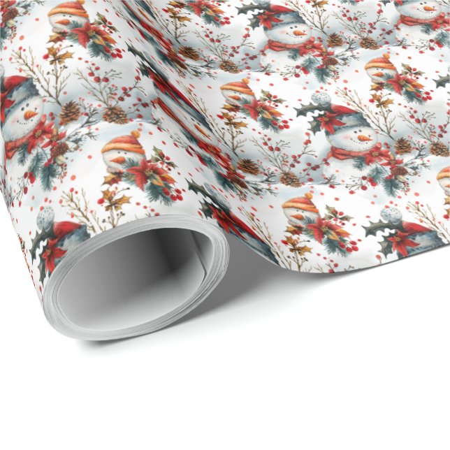 Christmas Snowman Gift Wrapping Paper Holiday Wrap (Roll Corner)