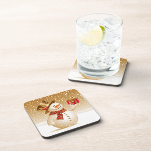 Christmas Snowman Gold Coasters (set of 4)