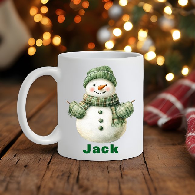 Christmas Snowman Green Hat and Gloves Coffee Mug (Christmas Snowman Green Hat and Gloves Coffee Mug
)