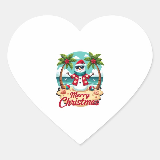 christmas Snowman Heart Sticker (Front)