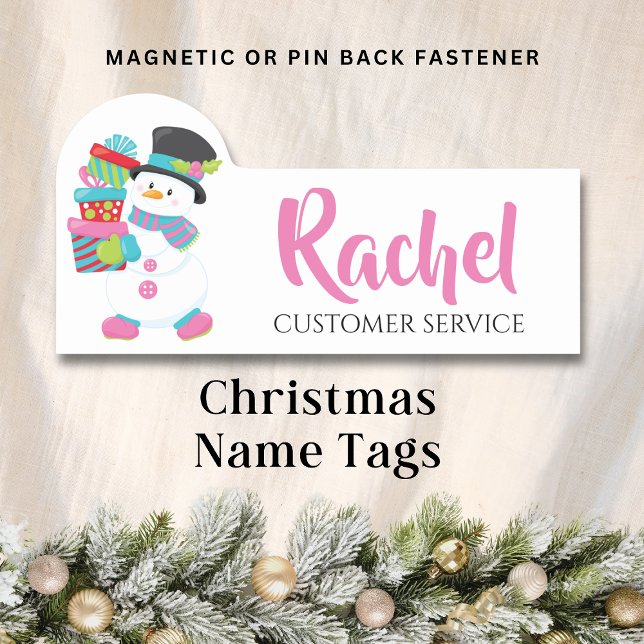 Christmas Snowman Holding Gifts Personalised Name Tag (Creator Uploaded)