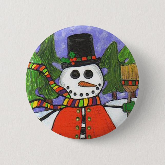 Christmas Snowman - Holiday Magic button (Front)