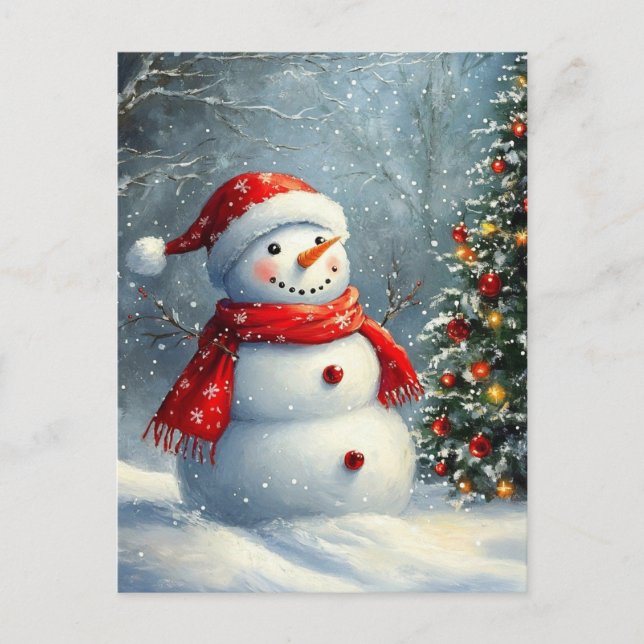 Christmas Snowman Holiday Postcard (Front)