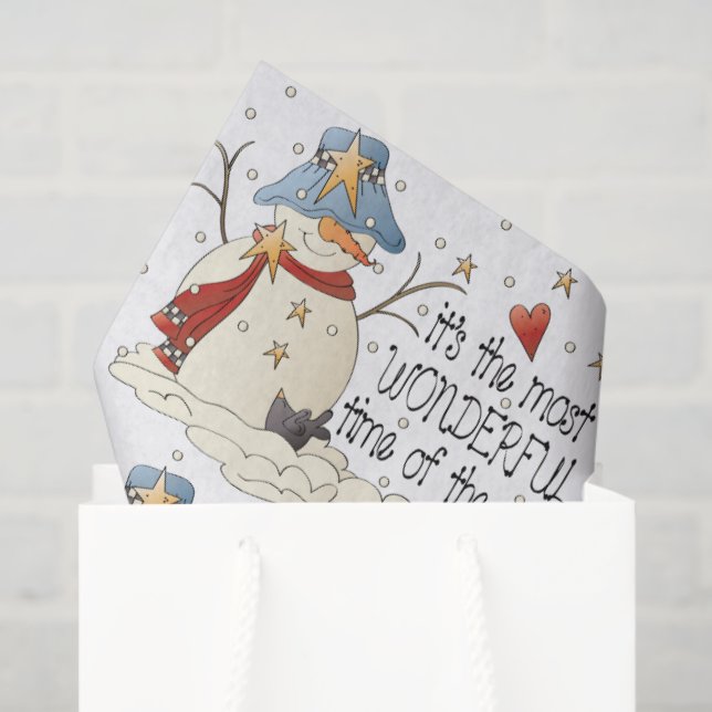 Christmas Snowman Holiday tissue paper (Gift Bag)