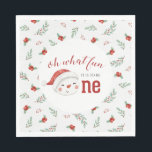 Christmas Snowman Holly First Birthday Napkin<br><div class="desc">Oh what fun,  it is to be One! Christmas Snowman first birthday party napkins with watercolor snowman.</div>