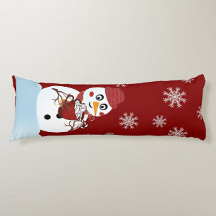 Christmas Snowman hot chocolate and candy cane Body Cushion