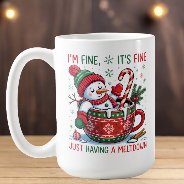 Christmas Snowman I'm Find Having Meltdown Cocoa Coffee Mug (Funny Christmas snowman mug)