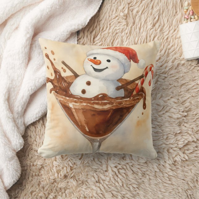 Christmas Snowman In a Chocolate Martini Cushion (Blanket)