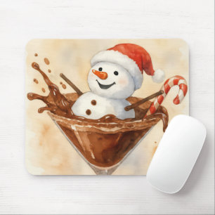 Christmas Snowman In a Chocolate Martini Mouse Pad