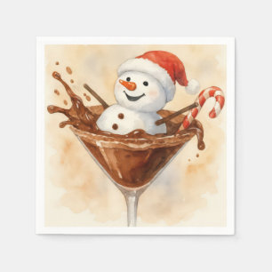 Christmas Snowman In a Chocolate Martini Napkin