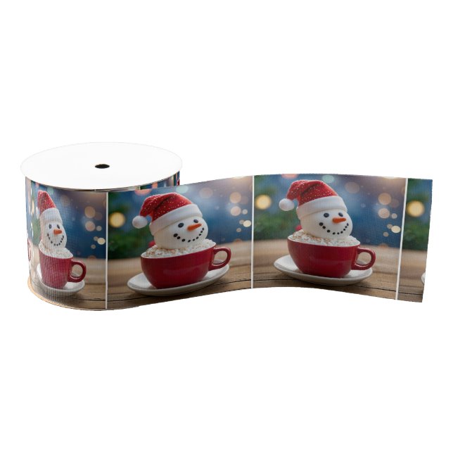 Christmas Snowman In Hot Cocoa Grosgrain Ribbon (Spool)