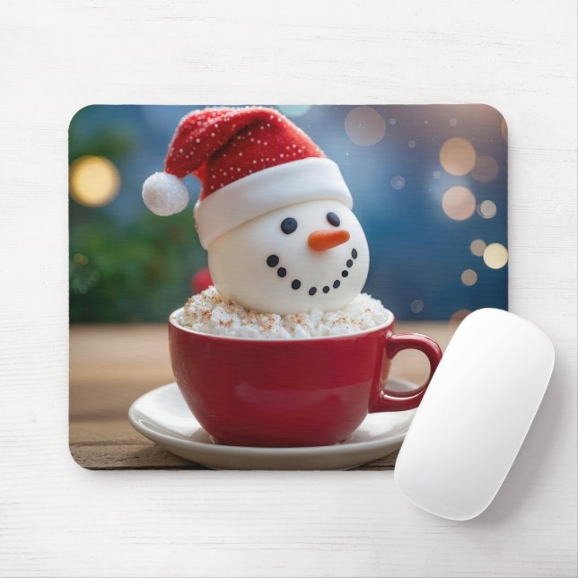 Christmas Snowman In Hot Cocoa Mouse Pad (With Mouse)