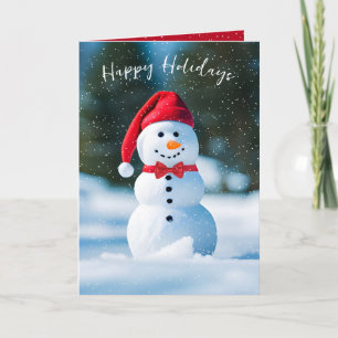 Christmas Snowman In Snowflakes Card