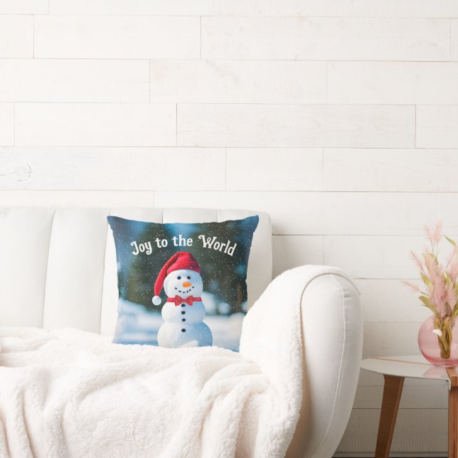 Christmas Snowman In Snowflakes Cushion (Couch)