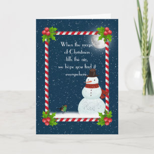 Christmas Snowman In Snowflakes Holiday Card