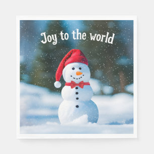 Christmas Snowman In Snowflakes Napkin