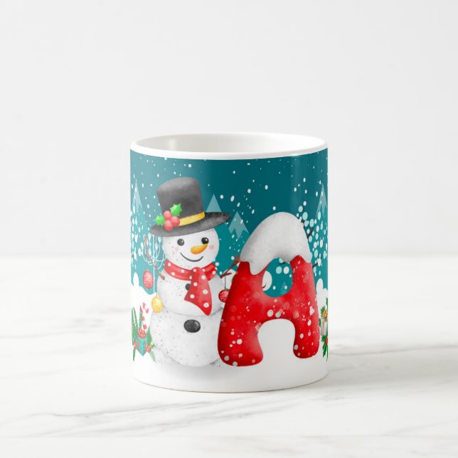 Christmas Snowman Initial Letter Mug (Center)