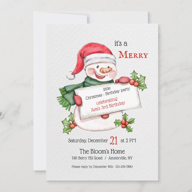 Christmas Snowman Invitation (Front)