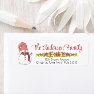 Christmas Snowman Label Return Address Label