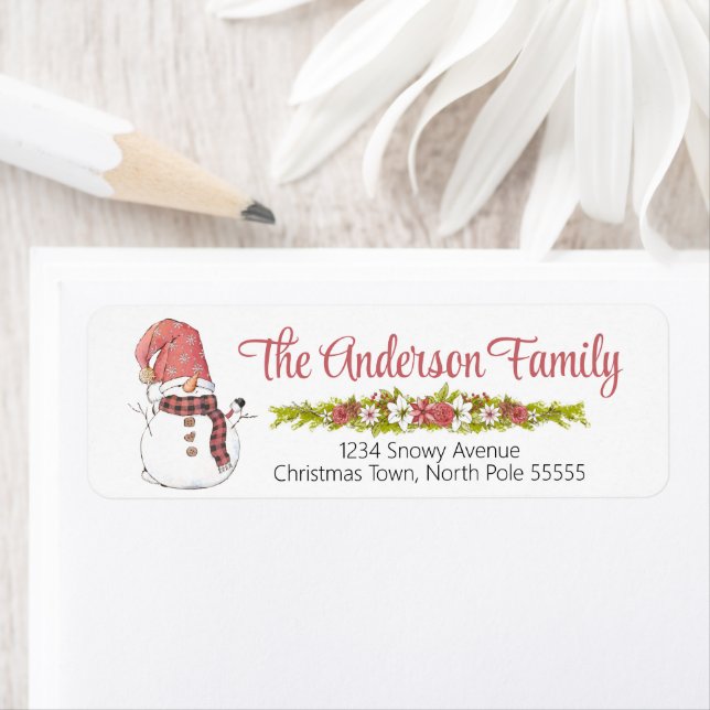 Christmas Snowman Label Return Address Label (Insitu)