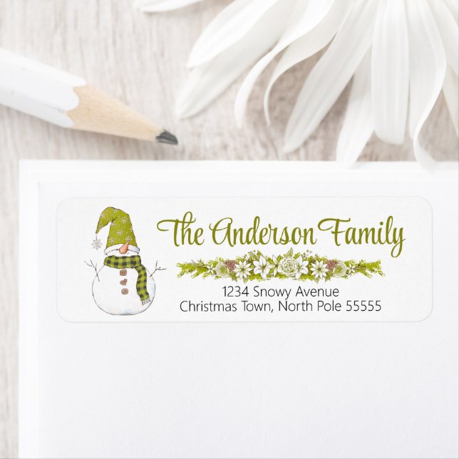 Christmas Snowman Label Return Address Label (Insitu)