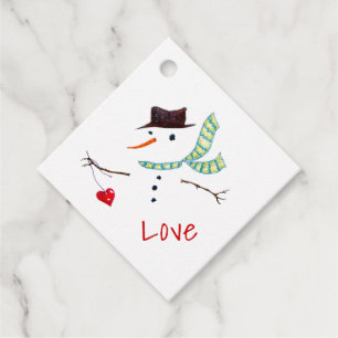 Christmas Snowman Love Tie On Gift Tags