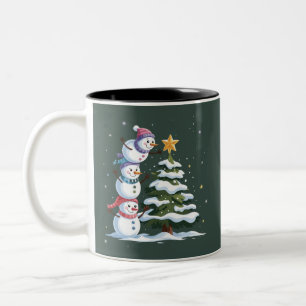 Christmas Snowman Lover Tree Xmas Winter Party Two-Tone Coffee Mug