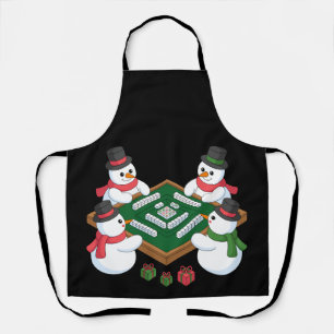 Christmas Snowman Mahjong Game Table Xmas Holiday Apron