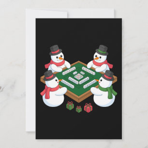 Christmas Snowman Mahjong Game Table Xmas Holiday Invitation