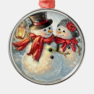 Christmas Snowman Metal Ornament