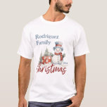 Christmas Snowman Monogrammed Name Family T-Shirt<br><div class="desc">Embrace the joy of the holiday season with our Family Christmas Snowman Monogrammed Name Sweatshirt! Designed to bring families together, these adorable sweatshirts feature a cute snowman surrounded by festive holiday gifts, perfect for capturing the spirit of Christmas. Personalise each sweatshirt with your family member’s name to create a unique...</div>
