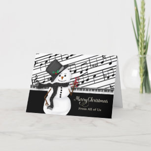 Christmas, Snowman, Musical, Sheet Music Card