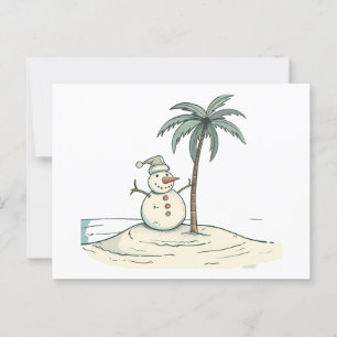 Christmas - Snowman on a Tropical beach setting  Postcard