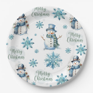 Christmas Snowman Paper Plate