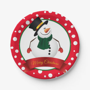 Christmas Snowman Paper Plates