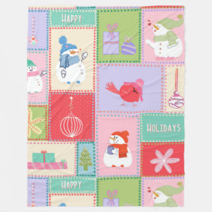 Christmas snowman party fleece blanket