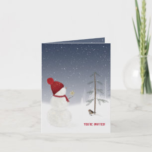 Christmas snowman party invitation