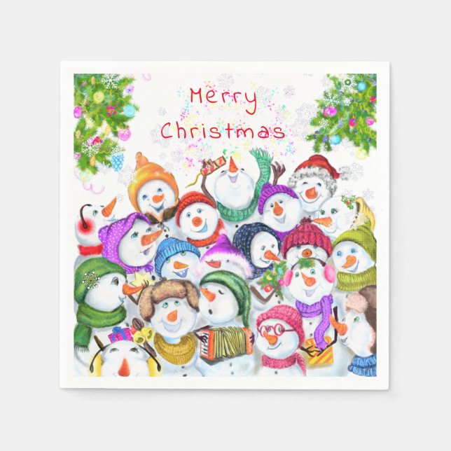 Christmas Snowman Party Napkins (Front)