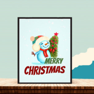 Christmas snowman photo print
