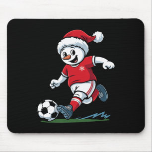 Christmas Snowman Playing Soccer Funny Player Todd Mouse Pad