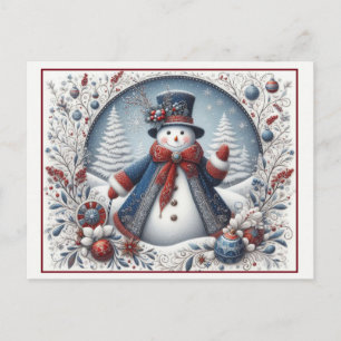 Christmas Snowman Postcard