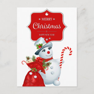 Christmas Snowman Postcard