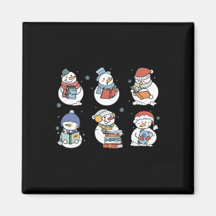 Christmas Snowman Reading Book Xmas Gifts Bookish Magnet