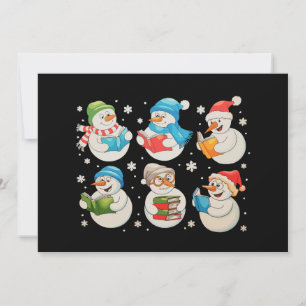 Christmas Snowman Reading Books Lover Teacher Xmas Holiday Card