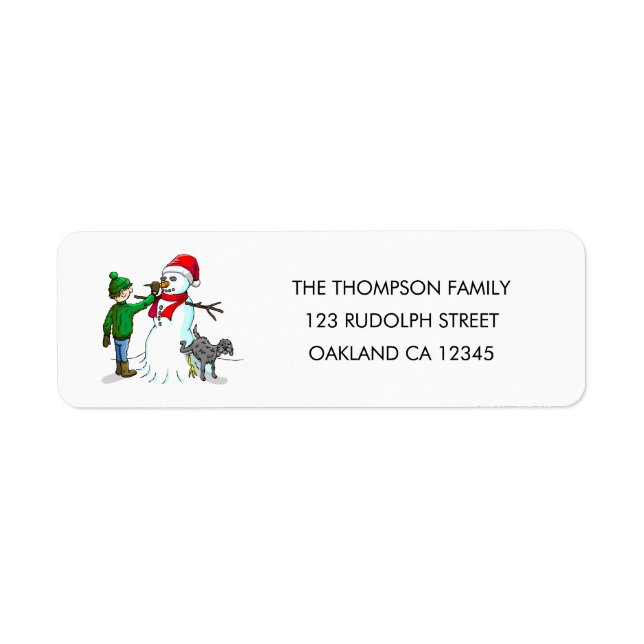 Christmas Snowman Return Address Label (Front)