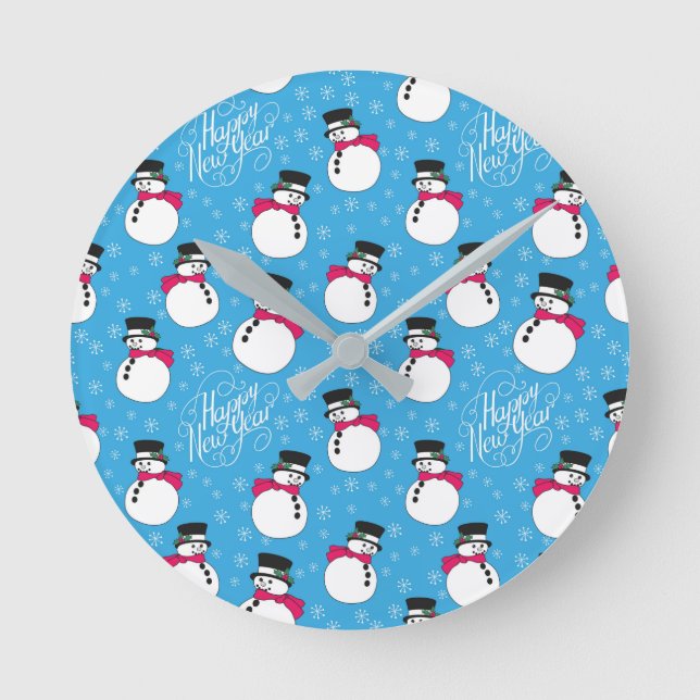 Christmas snowman round clock (Front)